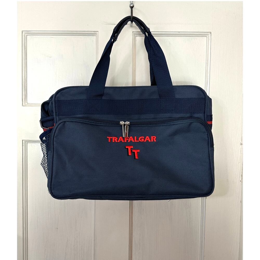 Trafalgar TT Tote Travel Bag Carry-On Navy Blue Embroidered Heavy Duty Gym Bag‎